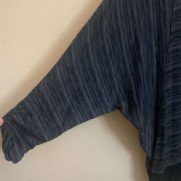 Democracy Striped Rauched Sleeves Black Grey Pockets L - Picture 6 of 10